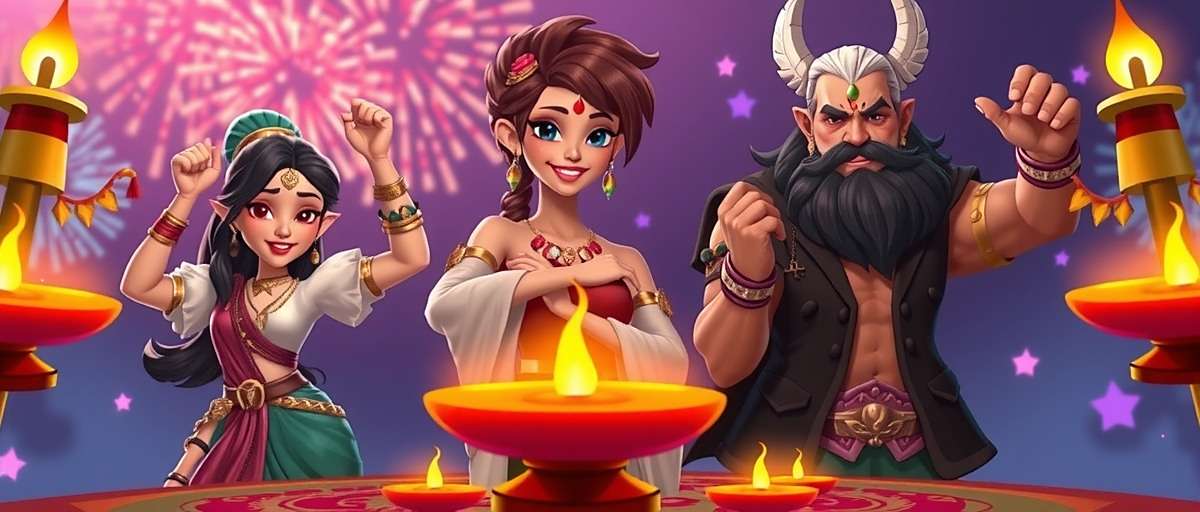 Cumin Elite Diwali Celebration Cumin Elite Diwali event showing game characters celebrating with fireworks and traditional lamps