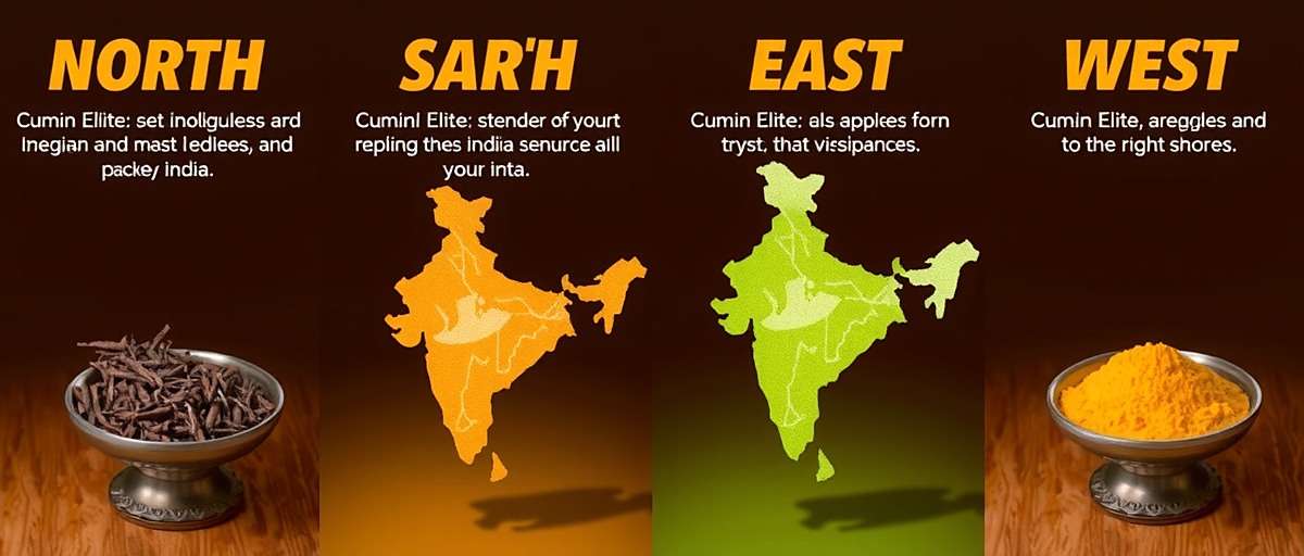 Cumin Elite Regional Localization Cumin Elite regional variations showing different Indian cultural elements from North, South, East and West India